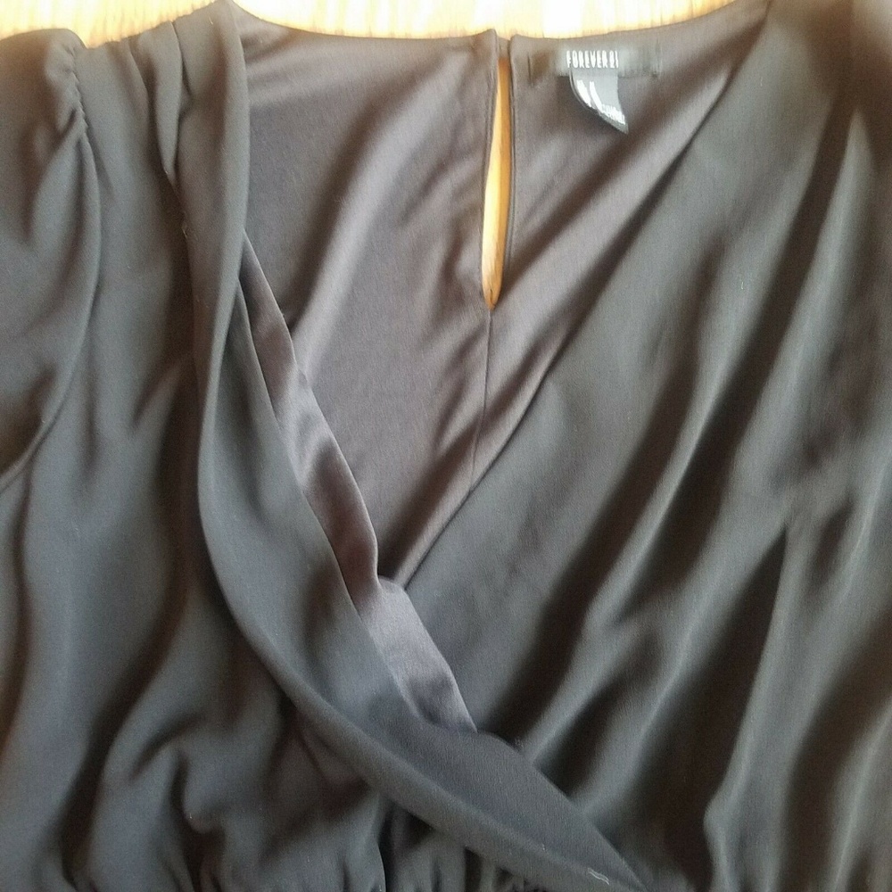 SOLD Forever Womans Medium Black Dress Mini Sheer - Picture 3 of 8